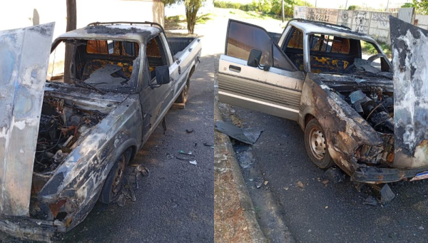 Veículo pega fogo no bairro Abolição na manhã desta sexta (26) em Araxá 
