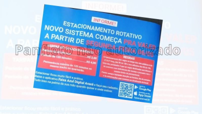 Zona Azul em Araxá: panfleto não autorizado circula na cidade e cobrança ainda não tem data