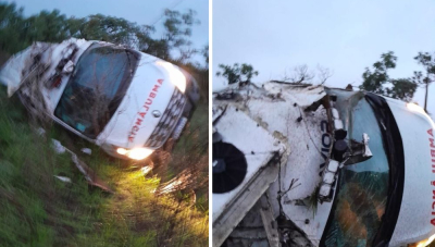 Três pessoas ficam feridas em acidente com ambulância entre Campos Altos e Ibiá, na BR-262