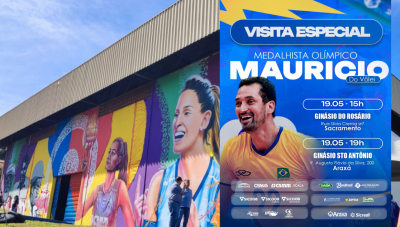 Campeão olímpico Mauricio do Vôlei participa da abertura do Torneio da Amizade 2026 em Araxá