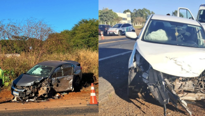 Colisão entre dois veículos deixa três pessoas feridas na MGC-452, em Araxá
