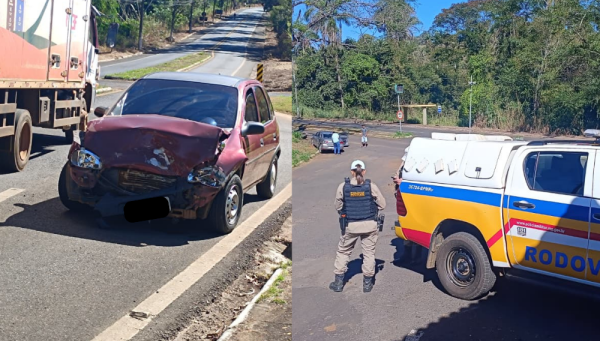 Acidente entre dois carros deixa mulher ferida na entrada do Barreirinho, em Araxá