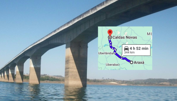 Interdição de ponte entre Minas e Goiás altera rota de quem viaja de Araxá para Caldas Novas
